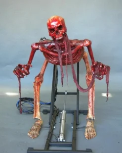 DC Props "Bloody Skele-ttack With Head Turn" Skeleton Halloween Animatronic (Includes Bad Breath Spitter)