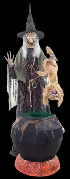 Morris "Cat-tastrophe Cauldron With Fog" Electric Animated Halloween Prop Props