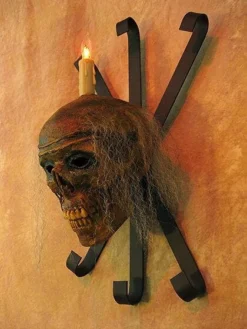 Skeletons And More "Corpsed Head Skull Wall Sconce" Haunted House Lighting 9 Skeletons And More
