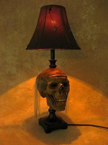 Skeletons And More "Desk Lamp With Life-size Corpse Head And Antique Shade" Haunted House Lighting Horror Movie Props 6 Skeletons And More "Desk Lamp With Life-size Corpse Head And Antique Shade" Haunted House Lighting Horror Movie Props