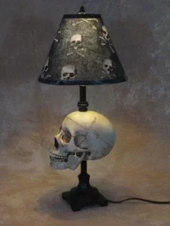 Skeletons And More "Desk Lamp With Life-size Skull And Bone Shade" Haunted House Lighting 10 Skeletons And More