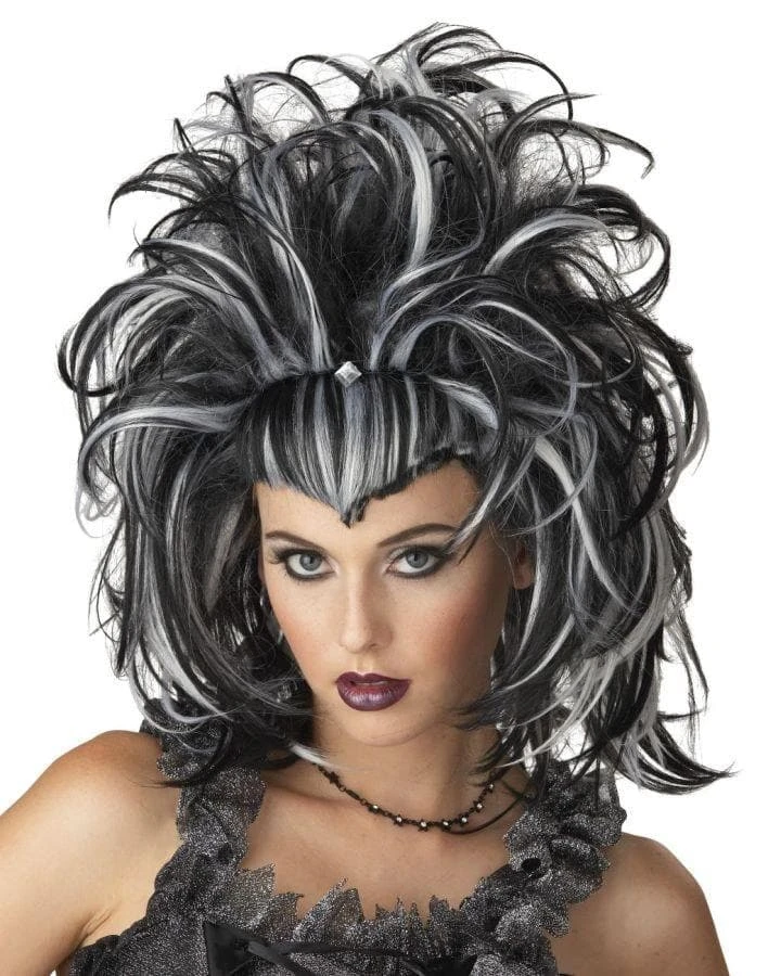 Morris Accessories "Evil Sorceress - Black And White" Halloween Wig 3 Morris Accessories "Evil Sorceress - Black And White" Halloween Wig