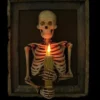 Skeletons And More Realistic Props "Framed 3D Skeleton Torso Holding Candle" Hanging Haunted House Decoration