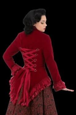 The Horror Dome "Gothic Vampiress Jacket In Red Velvet" HD Hollywood Costume Costumes