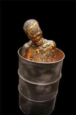 Distortions Zombie Props "Screaming Hot Burnt Zombie" Halloween Animatronic Barrel