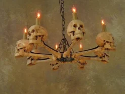 Skeletons And More "Wagon Wheel Skull Chandelier" Haunted House Lighting Decorations